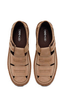 Male Beige Strap Nubuck Leather Sandal | Derimod Male Beige Strap Nubuck Leather Sandal | Derimod