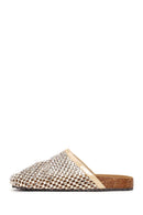 Woman Gold Stone-Embellished Mule Slipper | Derimod Woman Gold Stone-Embellished Mule Slipper | Derimod