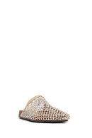 Woman Gold Stone-Embellished Mule Slipper | Derimod Woman Gold Stone-Embellished Mule Slipper | Derimod