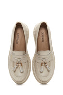 Women's Beige Leather Tassel Loafer | Derimod Women's Beige Leather Tassel Loafer | Derimod