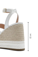 Women's White Ankle Buckle Wedge Heel Espadrille Sandals | Derimod Women's White Ankle Buckle Wedge Heel Espadrille Sandals | Derimod