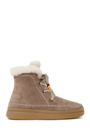 Woman Mink Lace-Up Thick-Soled Suede Teddy Boots | Derimod Woman Mink Lace-Up Thick-Soled Suede Teddy Boots | Derimod