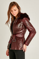 Carmela Women's Leather Jacket | Derimod Carmela Women's Leather Jacket | Derimod
