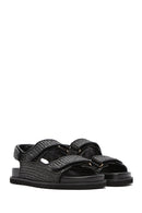 Women's Black Strappy Straw Sandals | Derimod Women's Black Strappy Straw Sandals | Derimod