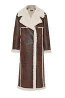 Colorado Women's Brown Double Breasted Teddy Coat | Derimod Colorado Women's Brown Double Breasted Teddy Coat | Derimod