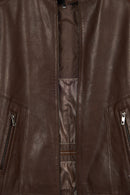 Insignia Male Brown Leather Jacket | Derimod Insignia Male Brown Leather Jacket | Derimod