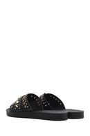 Women's Black Stone Slippers | Derimod Women's Black Stone Slippers | Derimod