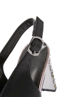 Women's Black Back Strap Stoned Thick Heel Sandals | Derimod Women's Black Back Strap Stoned Thick Heel Sandals | Derimod