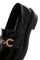 Women's Black Chain Detailed Leather Masculine Loafer | Derimod Women's Black Chain Detailed Leather Masculine Loafer | Derimod