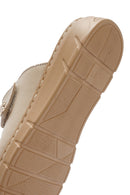 Women's Beige Double-Strap Leather Comfort Slippers | Derimod Women's Beige Double-Strap Leather Comfort Slippers | Derimod