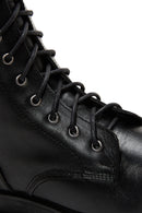 Women's Black Leather Thick Soled Boots Flat Boots | Derimod Women's Black Leather Thick Soled Boots Flat Boots | Derimod