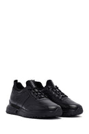 Men's Black Lace-Up Thick-Soled Leather Casual Sneakers | Derimod Men's Black Lace-Up Thick-Soled Leather Casual Sneakers | Derimod
