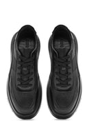 Erkek Siyah Bağcıklı Kalın Tabanlı Deri Sneaker | Derimod Erkek Siyah Bağcıklı Kalın Tabanlı Deri Sneaker | Derimod