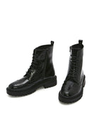 Women's Black Zippered Leather Boots | Derimod Women's Black Zippered Leather Boots | Derimod