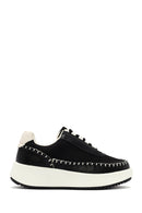 Kadın Siyah Bağcıklı Deri Sneaker | Derimod Kadın Siyah Bağcıklı Deri Sneaker | Derimod