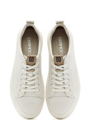 Men's White Lace-up Leather Sneaker | Derimod Men's White Lace-up Leather Sneaker | Derimod