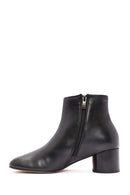 Women's Black Zippered Thick Heeled Leather Boots | Derimod Women's Black Zippered Thick Heeled Leather Boots | Derimod