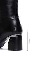 Women's Black Zippered Thick Heeled Leather Boots | Derimod Women's Black Zippered Thick Heeled Leather Boots | Derimod