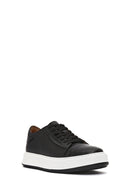 Erkek Siyah Bağcıklı Kalın Tabanlı Deri Sneaker | Derimod Erkek Siyah Bağcıklı Kalın Tabanlı Deri Sneaker | Derimod