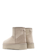 Women's Beige Thick-Soled Suede Leather Boots | Derimod Women's Beige Thick-Soled Suede Leather Boots | Derimod