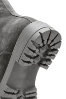 Women's Gray Suede Leather Boots | Derimod Women's Gray Suede Leather Boots | Derimod