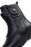 Male Black Zip Closure Leather Combat Boots | Derimod Male Black Zip Closure Leather Combat Boots | Derimod