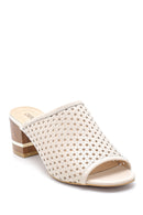 Women's Leather Heel Detailed Slippers | Derimod Women's Leather Heel Detailed Slippers | Derimod