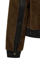 Levi Woman Brown Short Teddy Jacket | Derimod Levi Woman Brown Short Teddy Jacket | Derimod