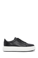 Erkek Siyah Bağcıklı Kalın Tabanlı Deri Sneaker | Derimod Erkek Siyah Bağcıklı Kalın Tabanlı Deri Sneaker | Derimod