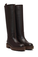 Women's Brown Thick-Soled Leather Boot | Derimod Women's Brown Thick-Soled Leather Boot | Derimod