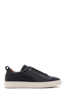 Erkek Lacivert Lastikli Deri Sneaker | Derimod Erkek Lacivert Lastikli Deri Sneaker | Derimod