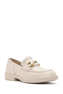 Women's Beige Buckle Detailed Leather Masculine Loafer | Derimod Women's Beige Buckle Detailed Leather Masculine Loafer | Derimod
