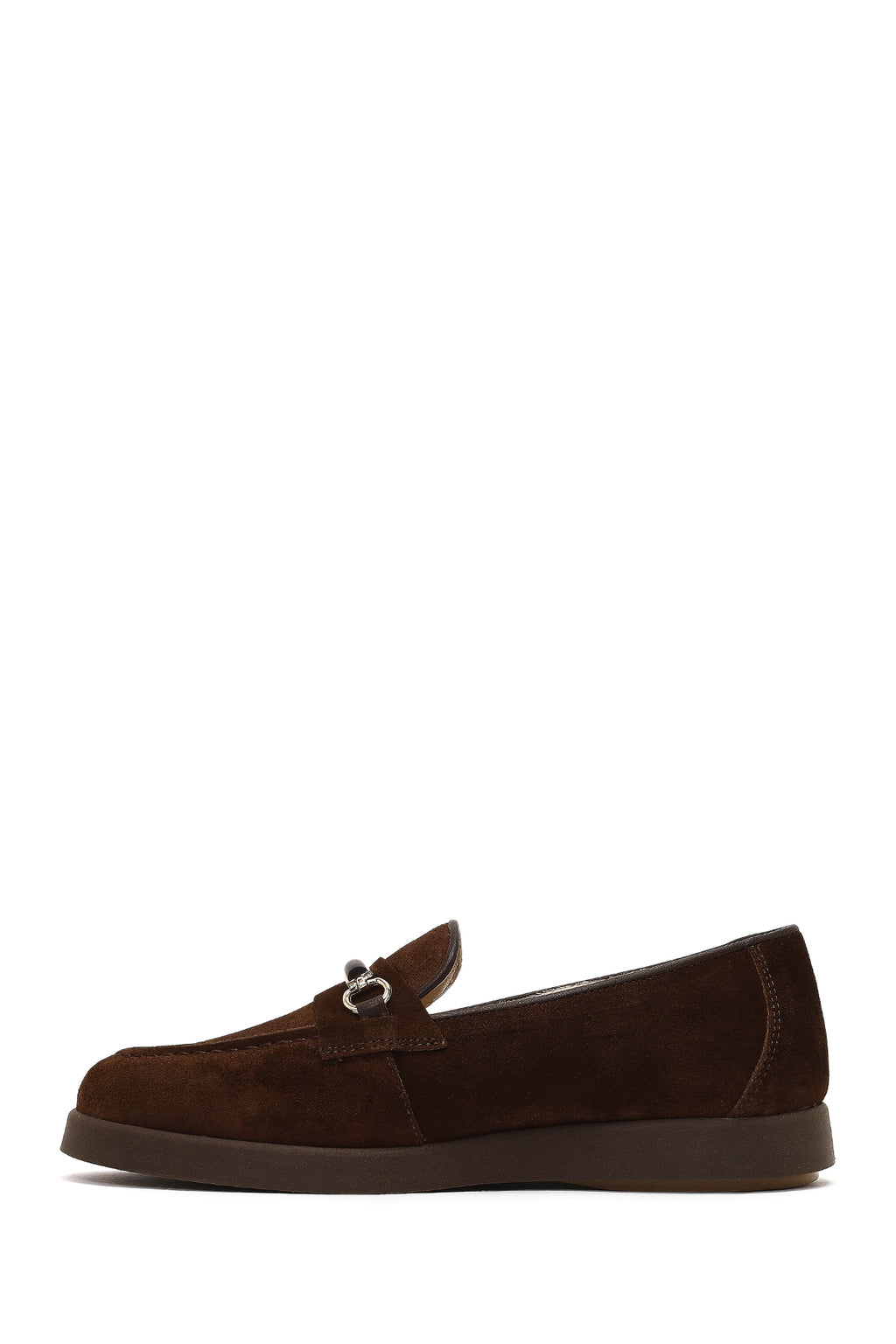 Kadın Kahverengi Tokalı Süet Deri Konfor Loafer