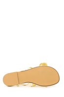 Woman Yellow Ankle-Buckle Floral Sandal | Derimod Woman Yellow Ankle-Buckle Floral Sandal | Derimod