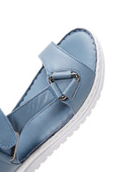 Women's Blue Leather Comfort Sandals | Derimod Women's Blue Leather Comfort Sandals | Derimod