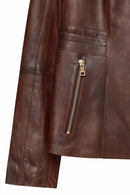 Lydia Women's Brown Short Leather Jacket | Derimod Lydia Women's Brown Short Leather Jacket | Derimod