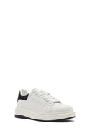 Men's White Lace-up Leather Sneaker | Derimod Men's White Lace-up Leather Sneaker | Derimod