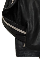 Middleton Men's Black Slim-Fit Short Leather Jacket | Derimod Middleton Men's Black Slim-Fit Short Leather Jacket | Derimod