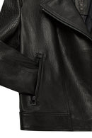 Alba Women's Black Biker Leather Jacket | Derimod Alba Women's Black Biker Leather Jacket | Derimod