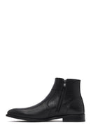 Men's Black Zippered Buckle Detail Leather Classic Boat | Derimod Men's Black Zippered Buckle Detail Leather Classic Boat | Derimod