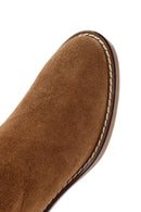 Woman Brown Zippered Chunky Heel Suede Leather Boat | Derimod Woman Brown Zippered Chunky Heel Suede Leather Boat | Derimod