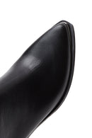 Women's Black Leather Zippered Heeled Classic Boots | Derimod Women's Black Leather Zippered Heeled Classic Boots | Derimod