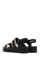 Women's Black Ankle Buckle Thick Soled Straw Sandals | Derimod Women's Black Ankle Buckle Thick Soled Straw Sandals | Derimod