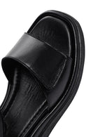 Women's Black Wedge Heeled Leather Sandals | Derimod Women's Black Wedge Heeled Leather Sandals | Derimod