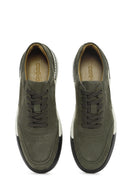 Male Green Lace-Up Nubuck Leather Sneaker | Derimod Male Green Lace-Up Nubuck Leather Sneaker | Derimod