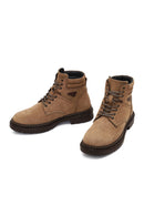Men's Mink Lace-up Nubuck Leather Boot | Derimod Men's Mink Lace-up Nubuck Leather Boot | Derimod