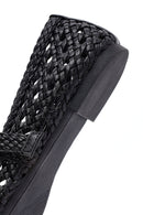 Women's Black Buckled Braided Ballerinas | Derimod Women's Black Buckled Braided Ballerinas | Derimod
