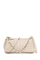 Woman Cream Long Strap Printed Clutch Bag | Derimod Woman Cream Long Strap Printed Clutch Bag | Derimod
