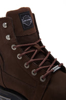 Harley Davidson Men's Dark Brown Nogales Nubuck Leather Boots | Derimod Harley Davidson Men's Dark Brown Nogales Nubuck Leather Boots | Derimod