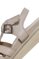 Kadın Vizon Bantlı Deri Comfort Sandalet | Derimod Kadın Vizon Bantlı Deri Comfort Sandalet | Derimod